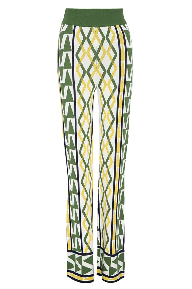 Misa Los Angeles Rialta Pant Limoncello Geo Jacquard Women Pants
