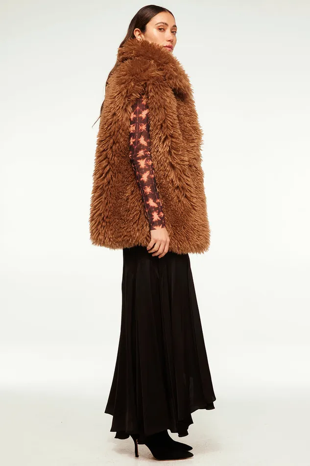 Misa Los Angeles Ryleigh Vest Latte Faux Fur Women Jackets