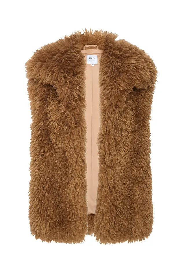 Misa Los Angeles Ryleigh Vest Latte Faux Fur Women Jackets