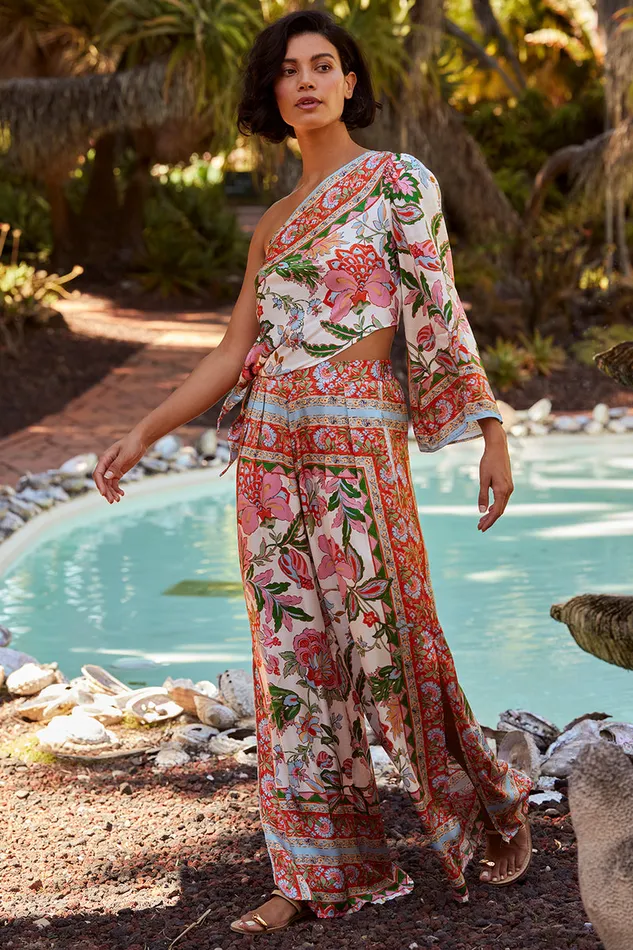 Misa Los Angeles Selena Pant Casablanca Border Mix Women Matching Sets