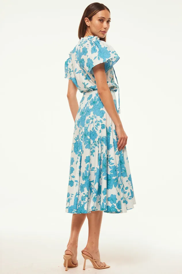 Misa Los Angeles Suparna Top Turquoise Flora Poplin Women Tops