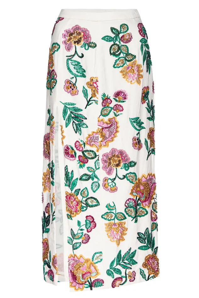 Misa Los Angeles Thema Skirt Malika Paisley Floral Embroidery Women Skirts and Shorts