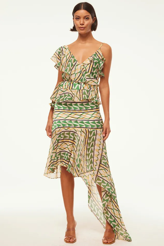 Misa Los Angeles Vallea Skirt Limoncello Geo Mix Women Matching Sets