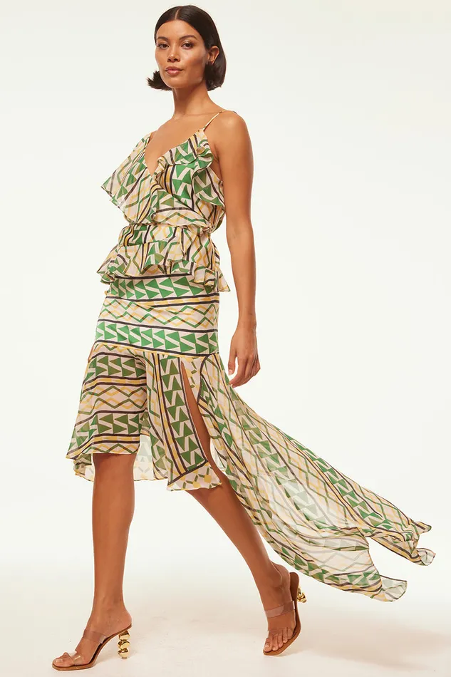 Misa Los Angeles Vallea Skirt Limoncello Geo Mix Women Matching Sets
