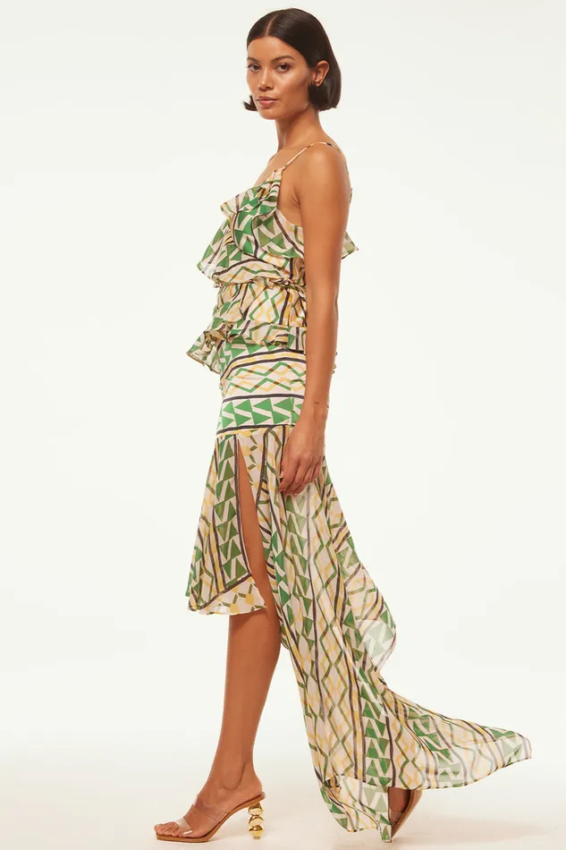 Misa Los Angeles Vallea Skirt Limoncello Geo Mix Women Matching Sets