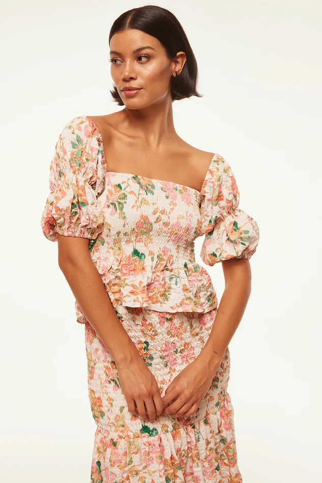 Misa Los Angeles Vida Top Persimmon Crinkle Women Tops