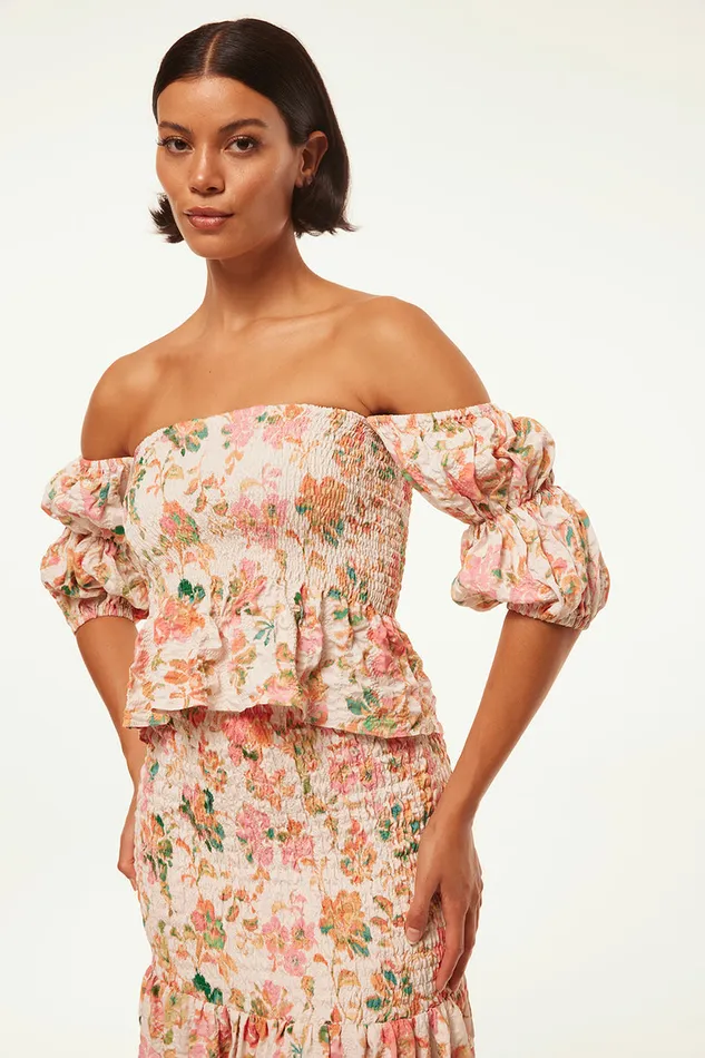 Misa Los Angeles Vida Top Persimmon Crinkle Women Tops