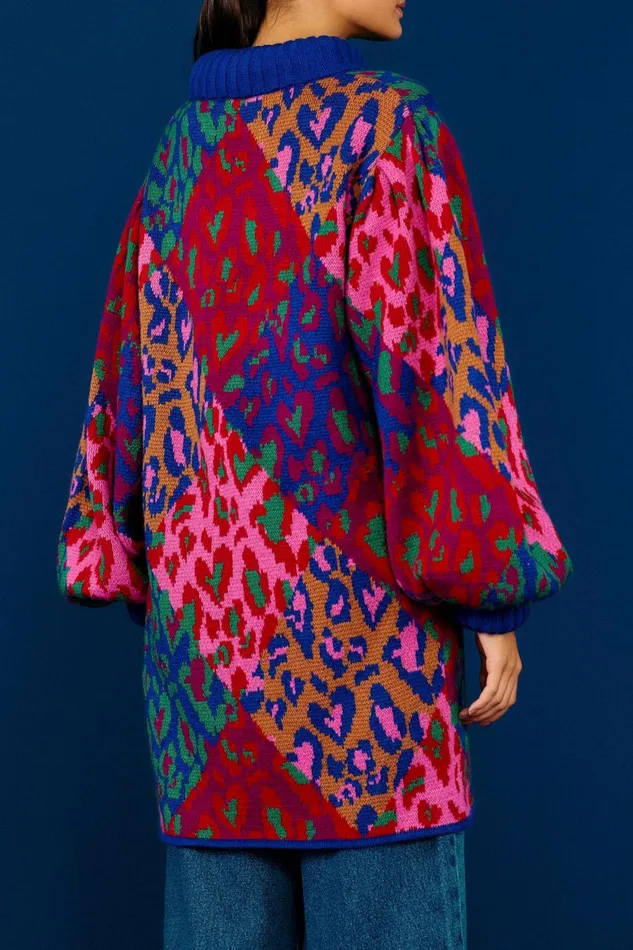 Mixed Leopard Pop Sweater Dress Women Farm Rio Sweaters and Sweatshirts