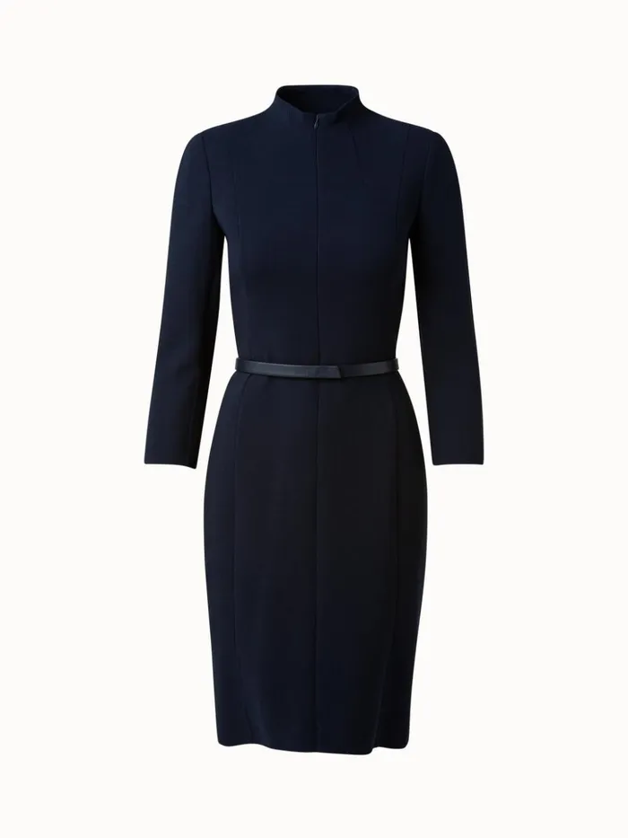 Mock Neck Wool DoubleFace Dress Aquamarine Women Akris Dresses