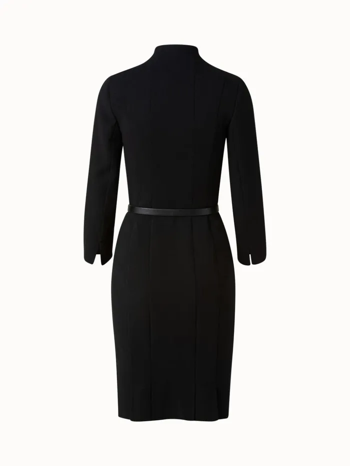 Mock Neck Wool DoubleFace Dress Black Women Akris Dresses