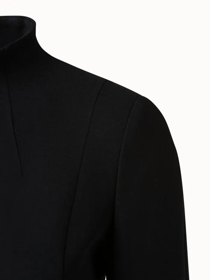 Mock Neck Wool DoubleFace Dress Black Women Akris Dresses