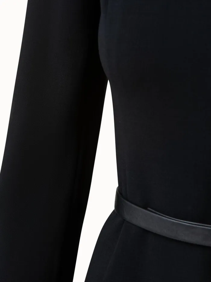 Mock Neck Wool DoubleFace Dress Black Women Akris Dresses