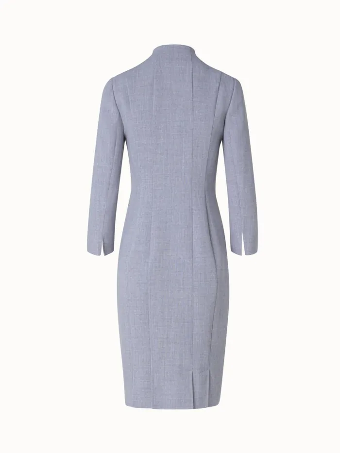 Mock Neck Wool DoubleFace Dress Silver Women Akris Dresses