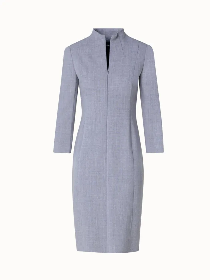 Mock Neck Wool DoubleFace Dress Silver Women Akris Dresses