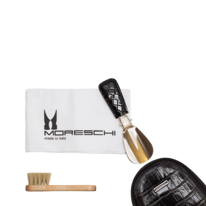 Moreschi Shoe Care Black Crocodile Skin Shoe Care Travel Pouch 8211 Men