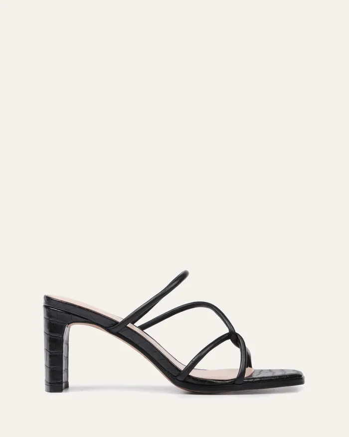 MULES jomercer Women Novi mid heel sandals black leather