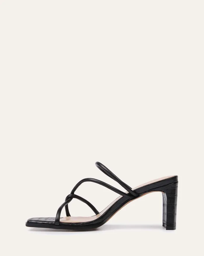 MULES jomercer Women Novi mid heel sandals black leather MULES jomercer Women Novi mid heel sandals black leather
