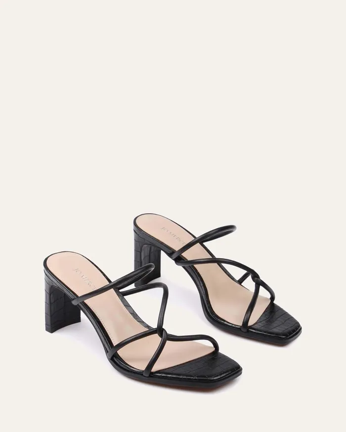 MULES jomercer Women Novi mid heel sandals black leather MULES jomercer Women Novi mid heel sandals black leather