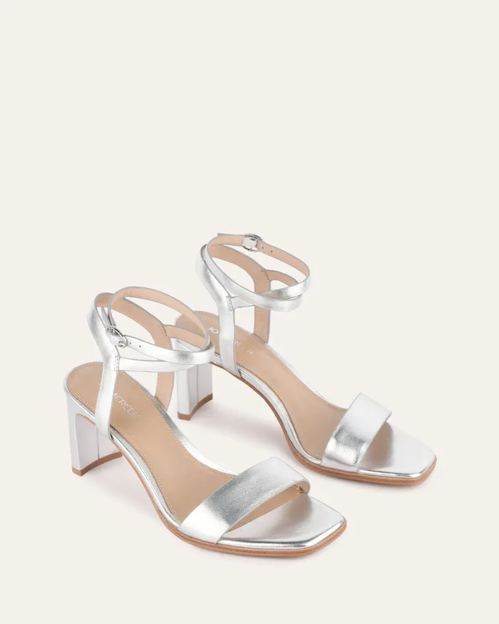 Natsu mid heel sandals soft silver leather MID SANDALS jomercer Women Natsu mid heel sandals soft silver leather MID SANDALS jomercer Women