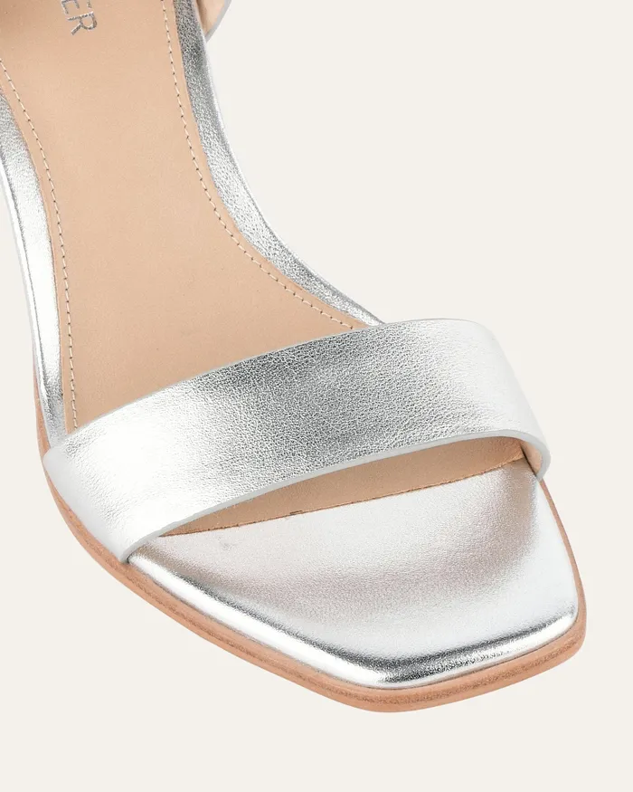 Natsu mid heel sandals soft silver leather MID SANDALS jomercer Women Natsu mid heel sandals soft silver leather MID SANDALS jomercer Women