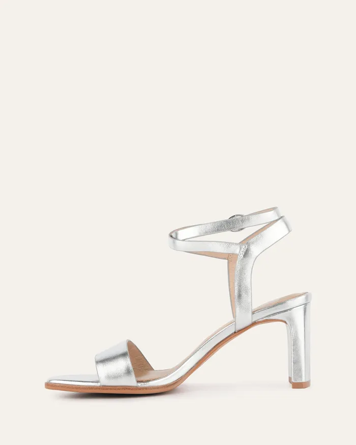 Natsu mid heel sandals soft silver leather MID SANDALS jomercer Women Natsu mid heel sandals soft silver leather MID SANDALS jomercer Women
