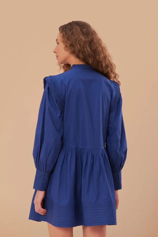 Navy Blue Open Yoke Mini Dress Women Farm Rio Mini Dresses