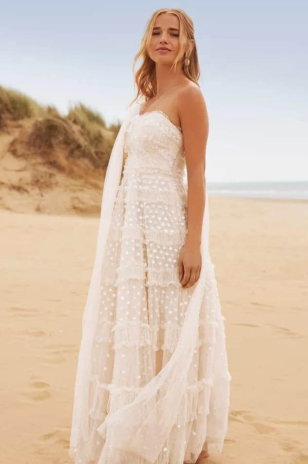 Needle and Thread Capes Dot Shimmer Open Midaxi Cape Champagne 8211 Women