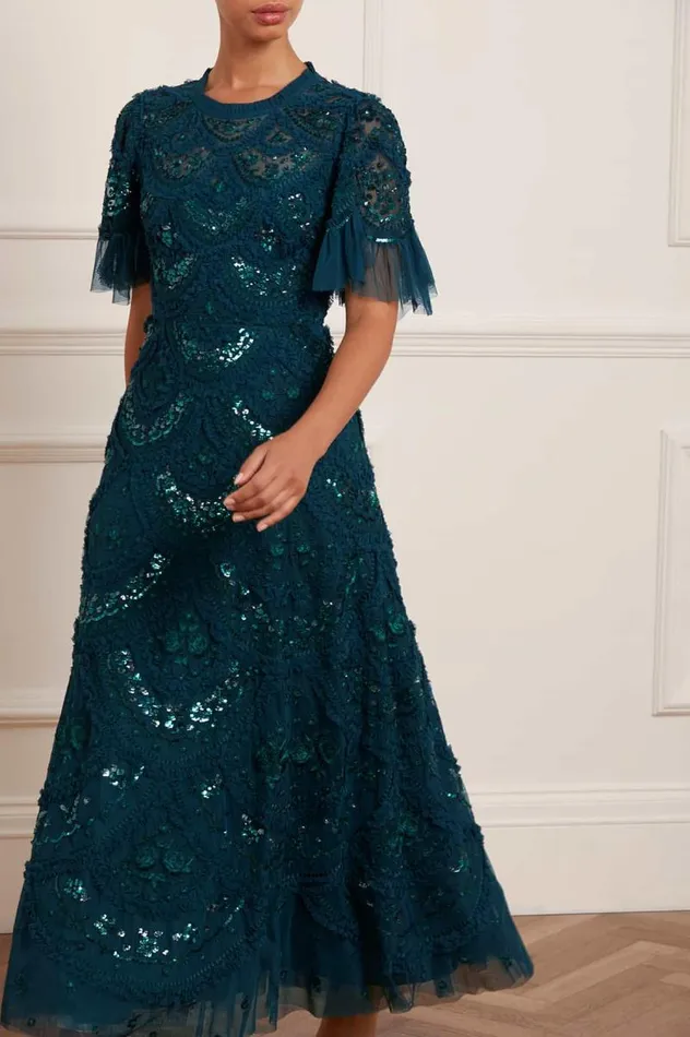 Needle and Thread Dresses Carmen Ruffle Ankle Gown Green 8211 Women