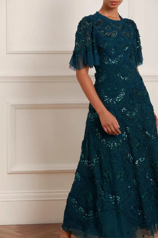 Needle and Thread Dresses Carmen Ruffle Ankle Gown Green 8211 Women