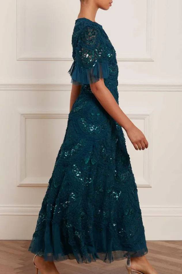Needle and Thread Dresses Carmen Ruffle Ankle Gown Green 8211 Women