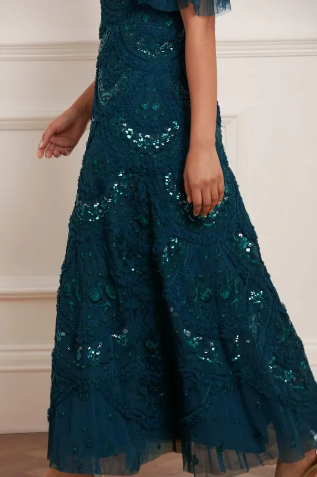 Needle and Thread Dresses Carmen Ruffle Ankle Gown Green 8211 Women