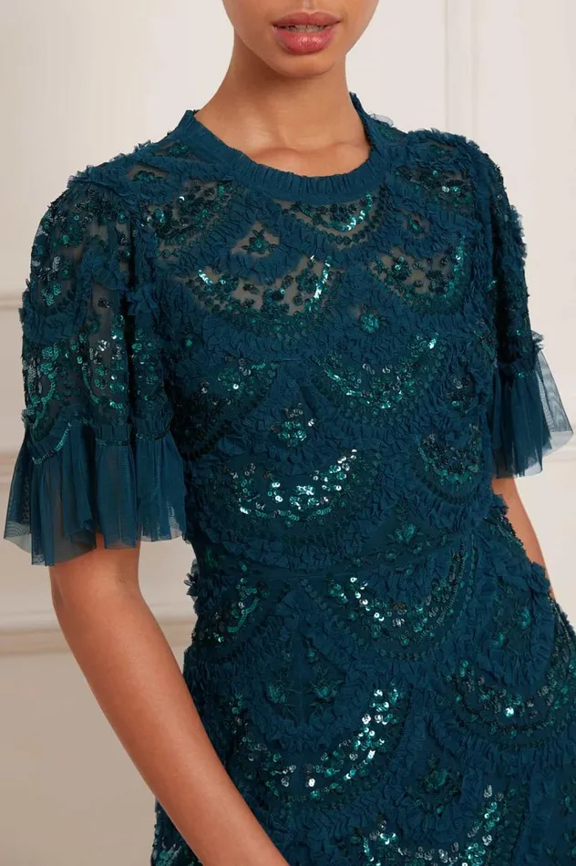 Needle and Thread Dresses Carmen Ruffle Ankle Gown Green 8211 Women