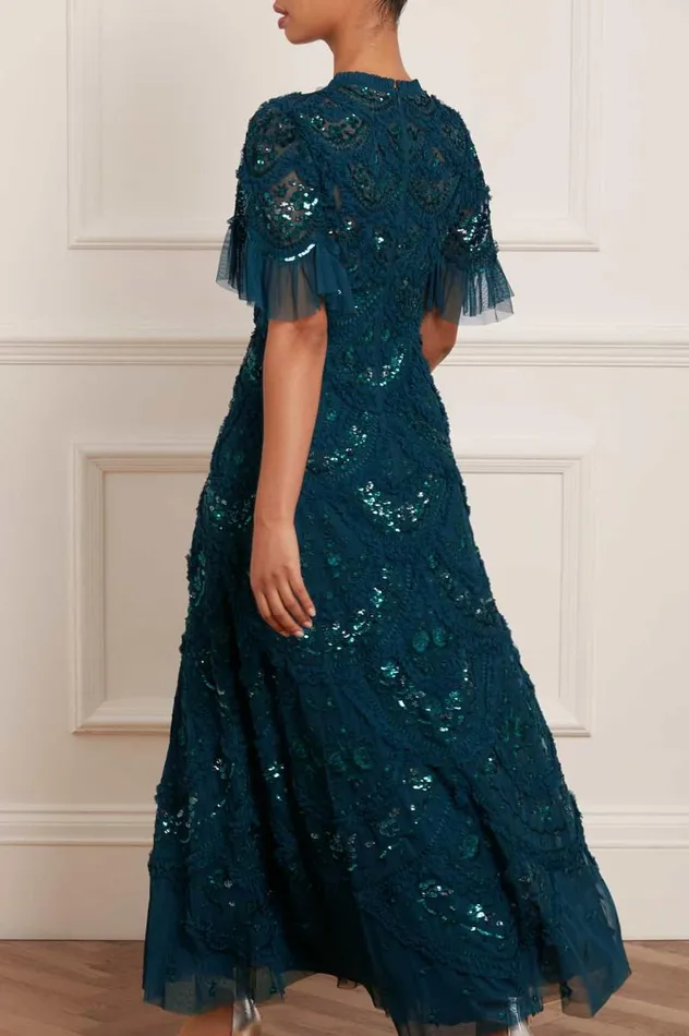 Needle and Thread Dresses Carmen Ruffle Ankle Gown Green 8211 Women