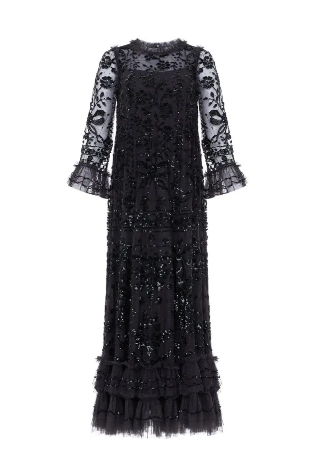 Needle and Thread Dresses Celia Long Sleeve Ankle Gown Black 8211 Women