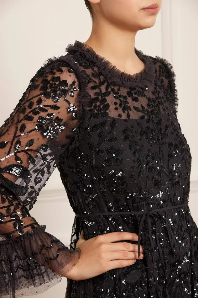 Needle and Thread Dresses Celia Long Sleeve Ankle Gown Black 8211 Women