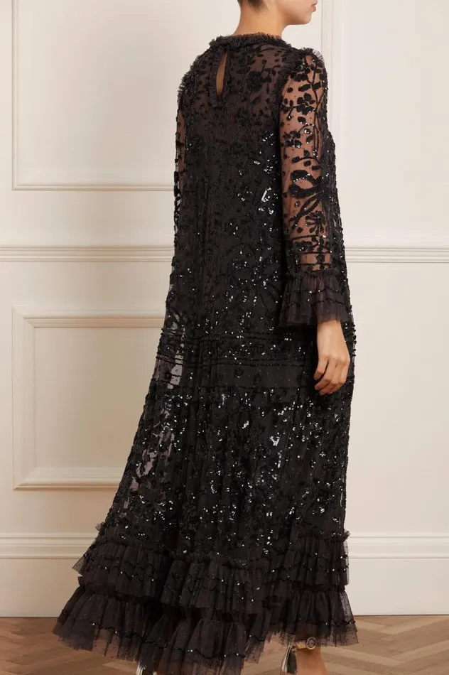 Needle and Thread Dresses Celia Long Sleeve Ankle Gown Black 8211 Women