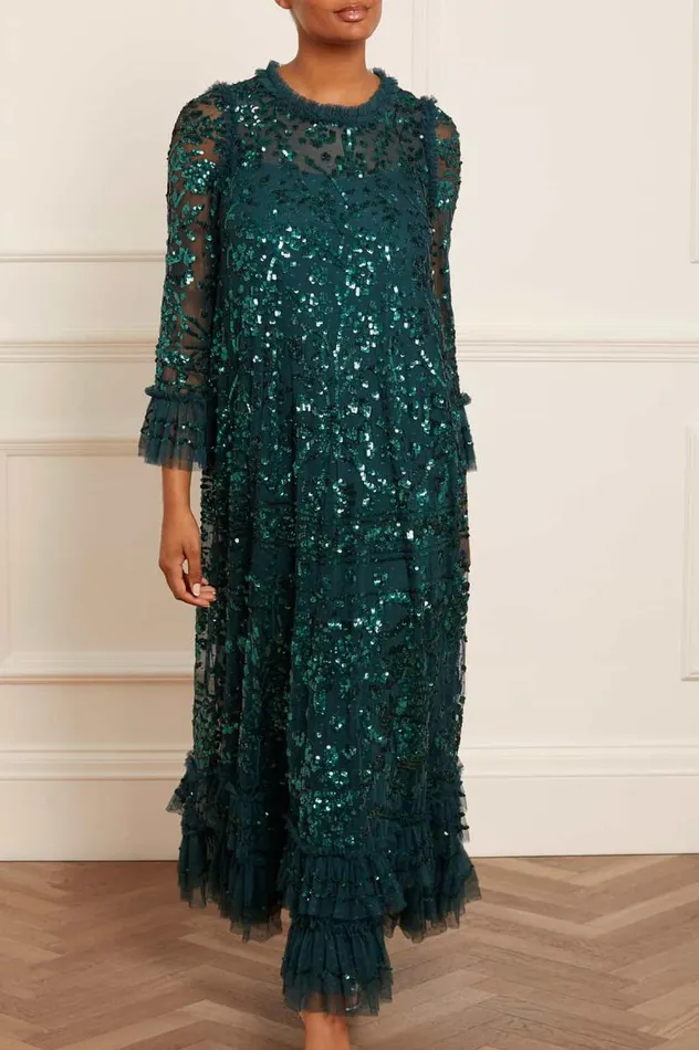 Needle and Thread Dresses Celia Long Sleeve Ankle Gown Green 8211 Women