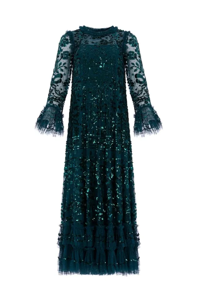 Needle and Thread Dresses Celia Long Sleeve Ankle Gown Green 8211 Women