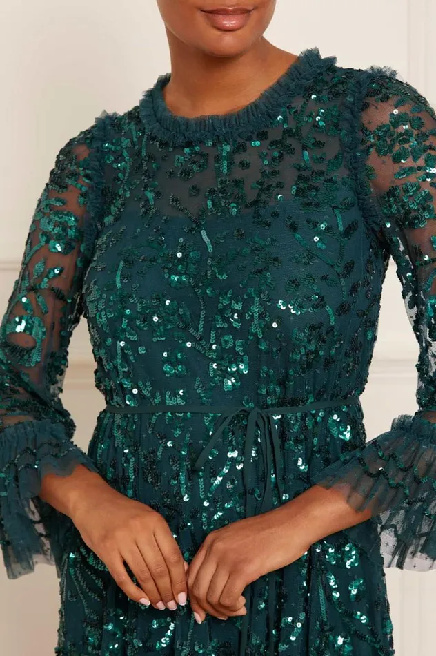 Needle and Thread Dresses Celia Long Sleeve Ankle Gown Green 8211 Women