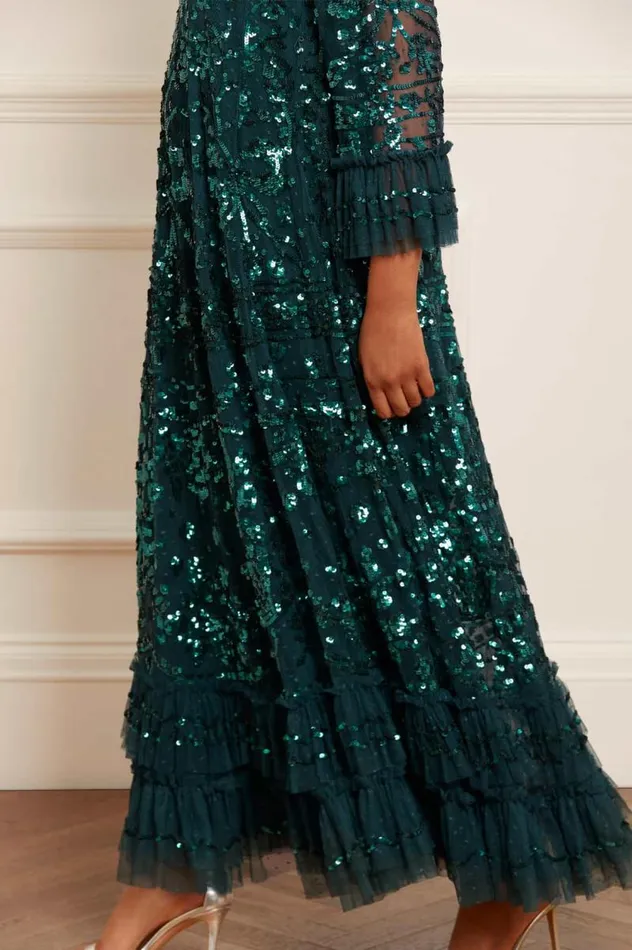 Needle and Thread Dresses Celia Long Sleeve Ankle Gown Green 8211 Women