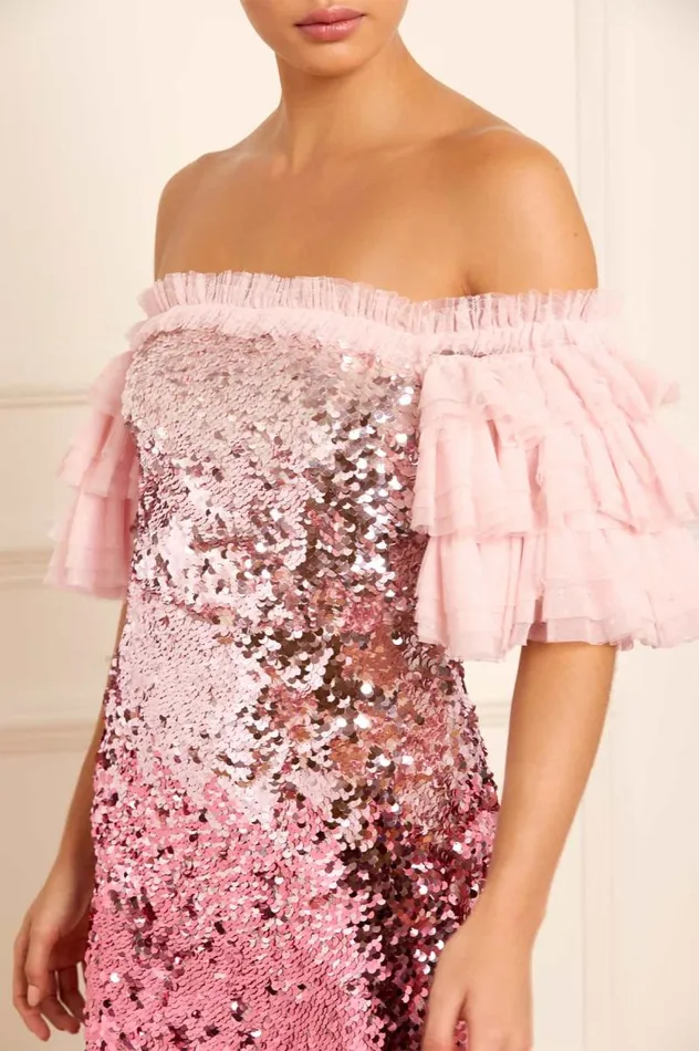 Needle and Thread Dresses Essie Ombre OffShoulder Micro Mini Dress Pink 8211 Women
