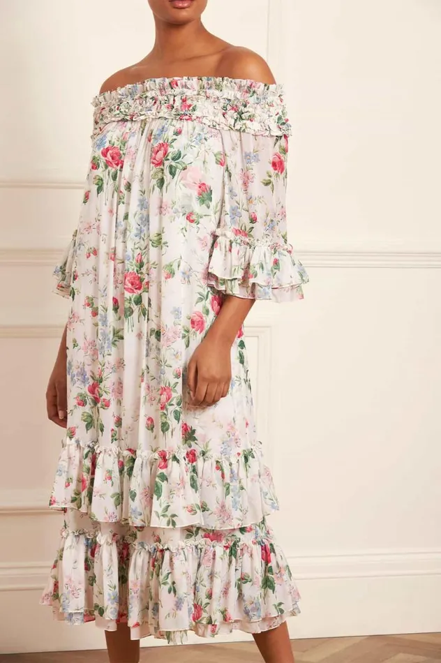 Needle and Thread Dresses Floral Fantasy Chiffon OffShoulder Ankle Gown Multi 8211 Women