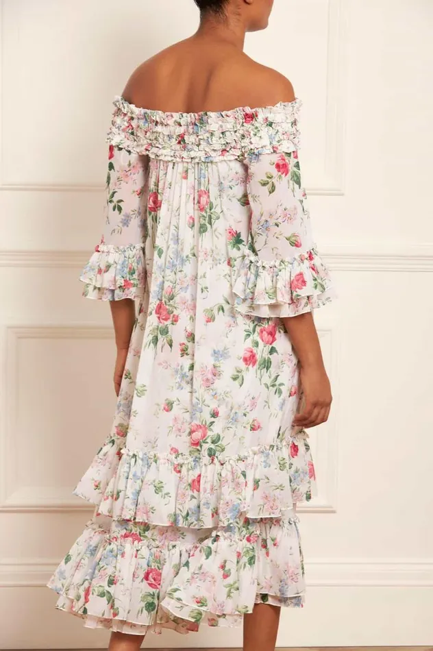 Needle and Thread Dresses Floral Fantasy Chiffon OffShoulder Ankle Gown Multi 8211 Women
