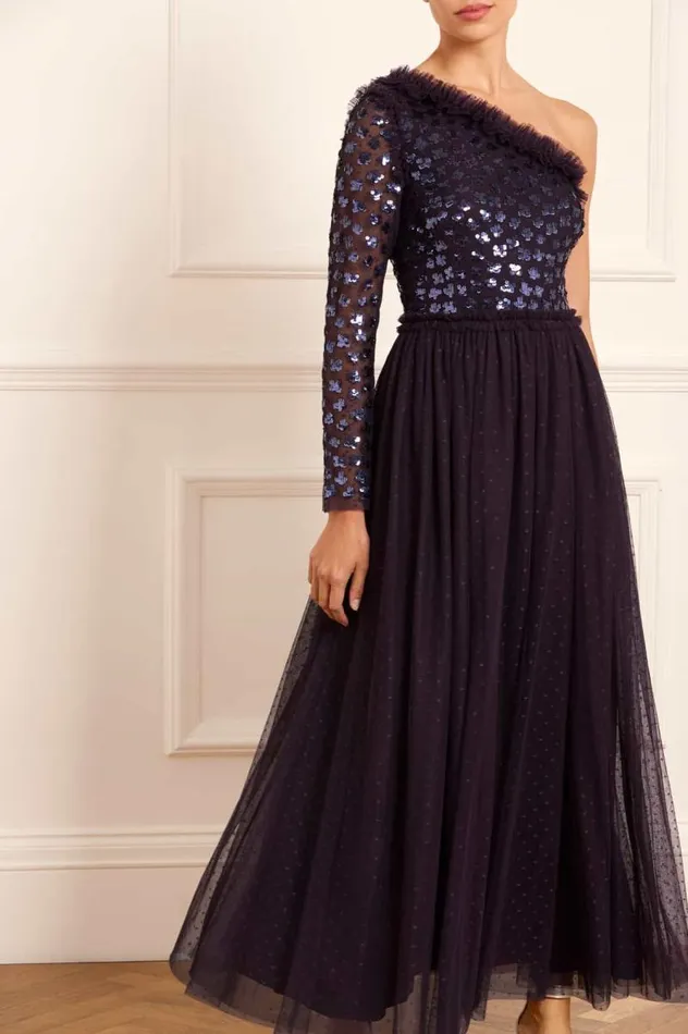 Needle and Thread Dresses Glisten Bodice OneShoulder Ankle Gown Blue 8211 Women