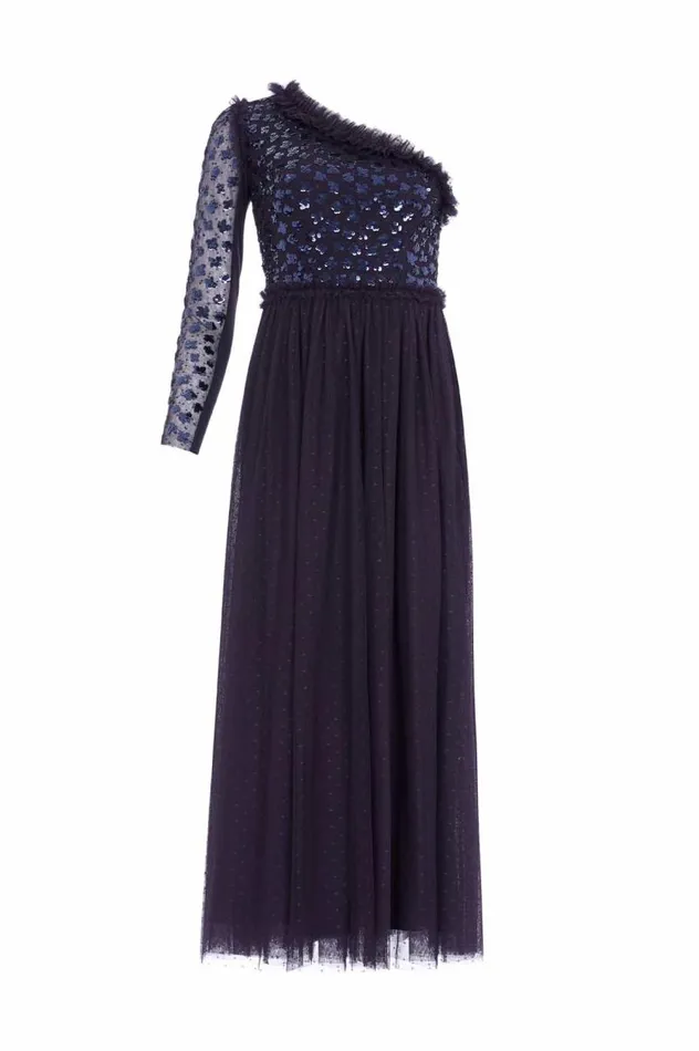 Needle and Thread Dresses Glisten Bodice OneShoulder Ankle Gown Blue 8211 Women