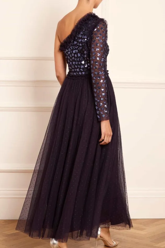 Needle and Thread Dresses Glisten Bodice OneShoulder Ankle Gown Blue 8211 Women