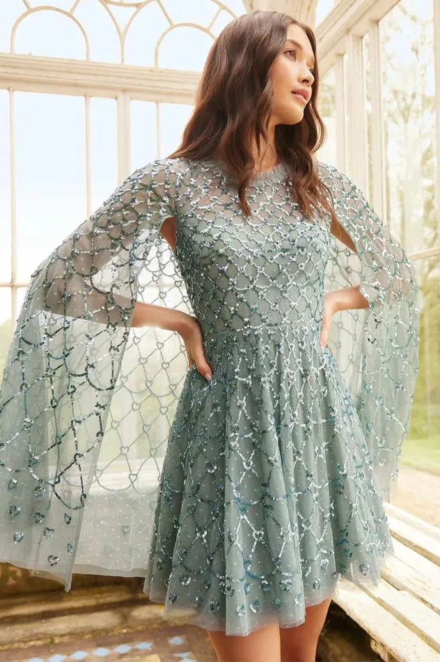 Needle and Thread Dresses Heart Lattice Micro Mini Dress Green 8211 Women