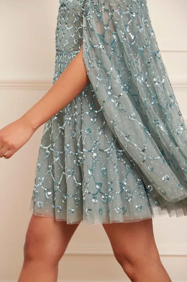 Needle and Thread Dresses Heart Lattice Micro Mini Dress Green 8211 Women