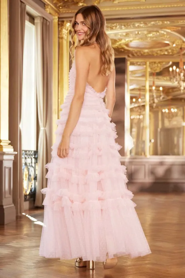 Needle and Thread Dresses Lisette Ruffle Halter Neck Gown Pink 8211 Women