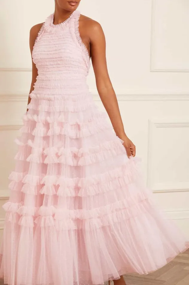 Needle and Thread Dresses Lisette Ruffle Halter Neck Gown Pink 8211 Women